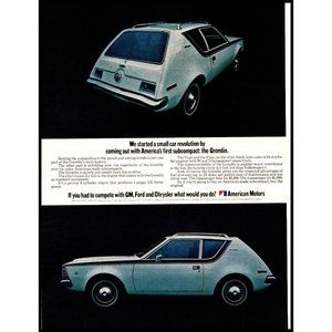 1971 AMC Gremlin Hatchback Subcompact Vintage Print Ad American Motors Wall Art